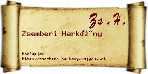 Zsemberi Harkány névjegykártya